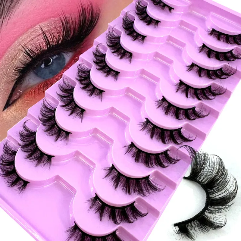 Halbe Wimpern, 10 Paar halbe Wimpern, weiche, natürliche Katzenaugen-Wimpern, Make-up-Werkzeug, künstliche Wimpern, Verlängerung, flauschige künstliche Wimpern