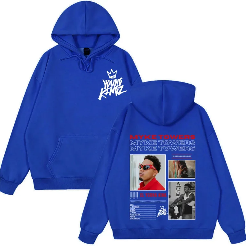 Myke Towers Young Kingz 2026 Album Tour Print Pullover Men Women Fashion Sweatshirts Winter Casual Long Sleeves Hip Hop Hoodie