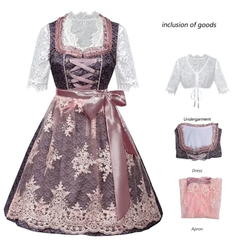 2026 Eur-USA Beer Festival Beer Dress for Women Traditional German Bavarian Costume Women's Skirts Halloween Lace Apron Outfit