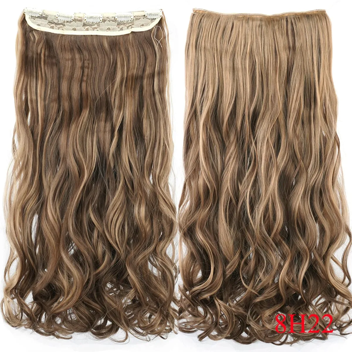 Soowee Lange schwarze bis graue lockige synthetische Haar-Ombre-Haar-Clip-In-Haarverlängerung, gefälschte Clip-Ins-Haarteile für Frauen