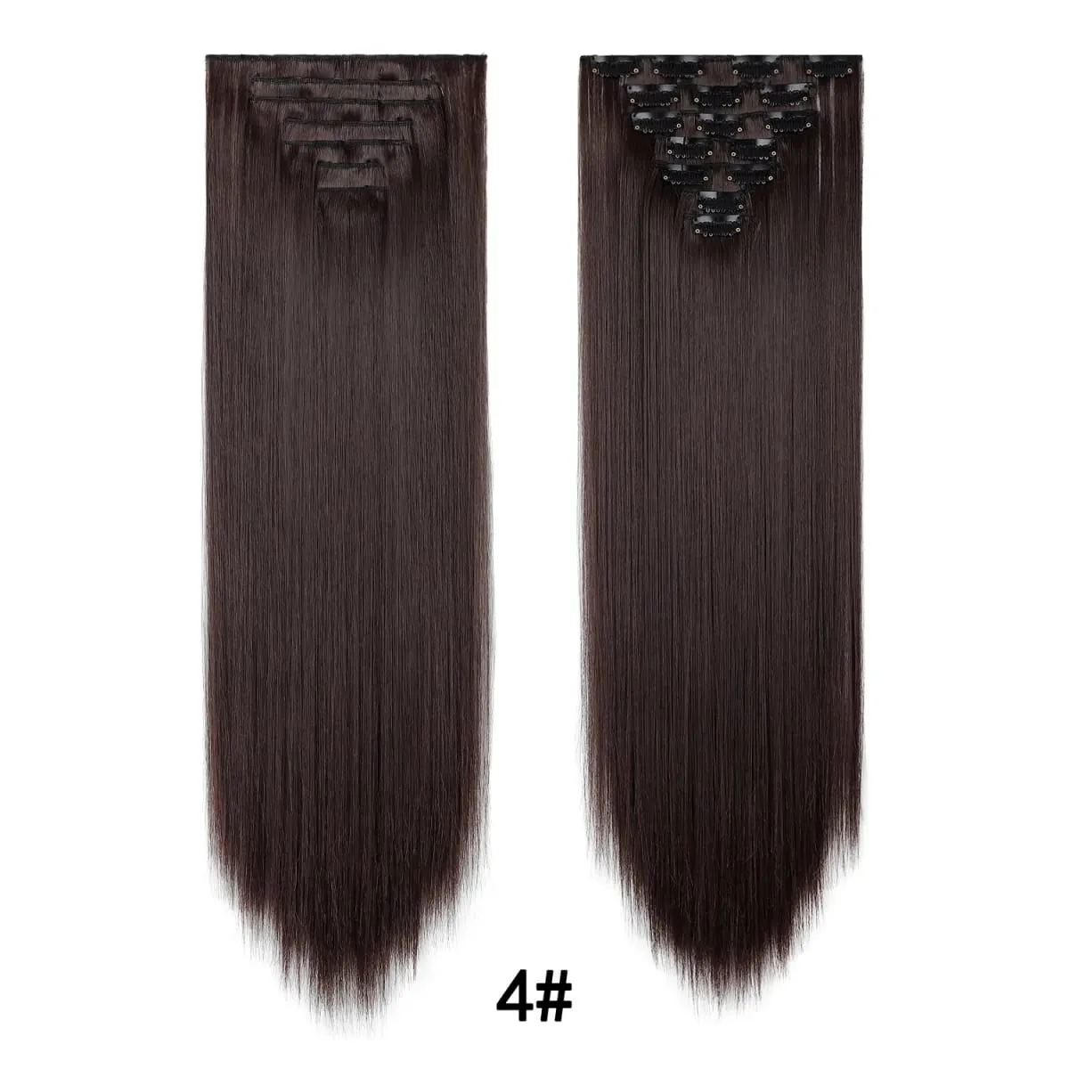 24 Inch Clip-in Hair Extensions 7 Pcs Long Straight Synthetic Hair Extensions Invisible Clip-ins Hairpieces for Women Daily