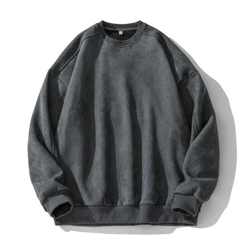 Sweat-shirt à manches longues pour homme, vêtement de marque violet, col rond, Baggy, décontracté, en daim, automne-hiver, 2026