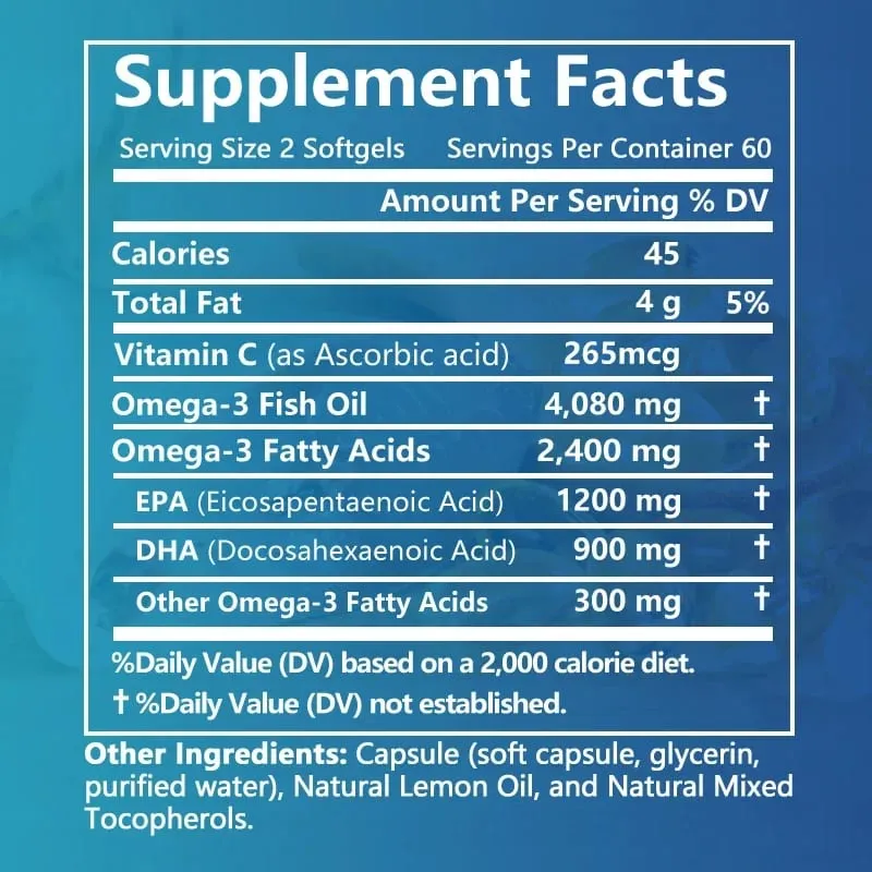 Balincer Wild Caught Omega 3 rybí olej softgels – trojitá síla Vysoký EPA 1200 mg DHA 900 mg Non-GMO Bezlepkový doplněk stravy