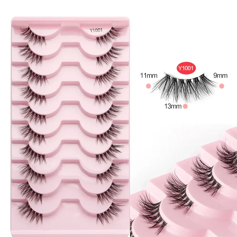 Half Eye Lashes Cat Eye Lashes 3/5/10 Pairs False Eyelashes Fluffy Soft Natural Look Clear Band 3D Mink Lashes Extension Makeup