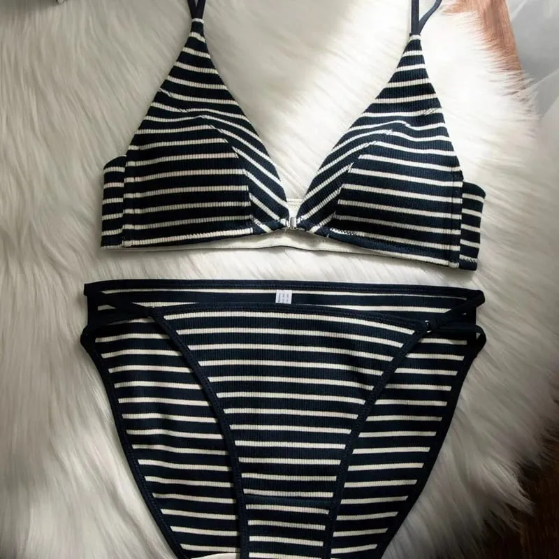 omen Front Closure Bra Set Summer Thin Spaghetti Strap Sexy Triangle Cup Backless Brassiere Lingerie Set 32‑38 Size