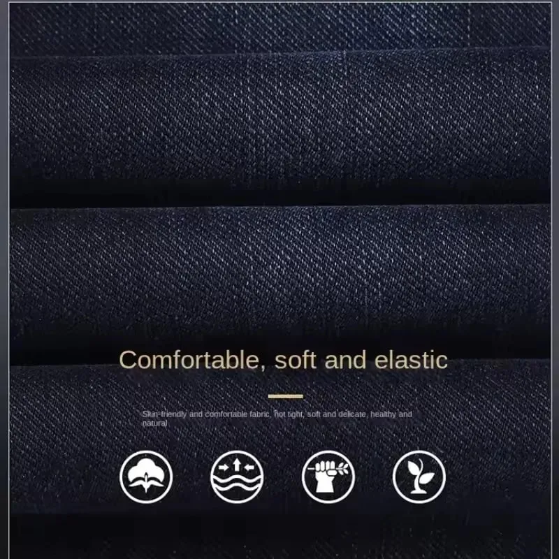Jeans Lurus Pria Kualitas Tinggi Ringan Mewah Bordir Kasual Serbaguna Fashion Pelangsing Gaya Siluet Halus — image 6