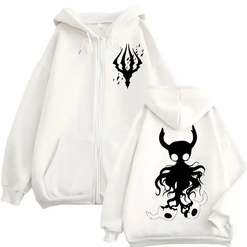 Limited Hollow Knight Game Graphic Zipper Hoodies Gothic Vintage Zip Up Hooded Sweatshirts Men Women Fashion Casual Pullovers
