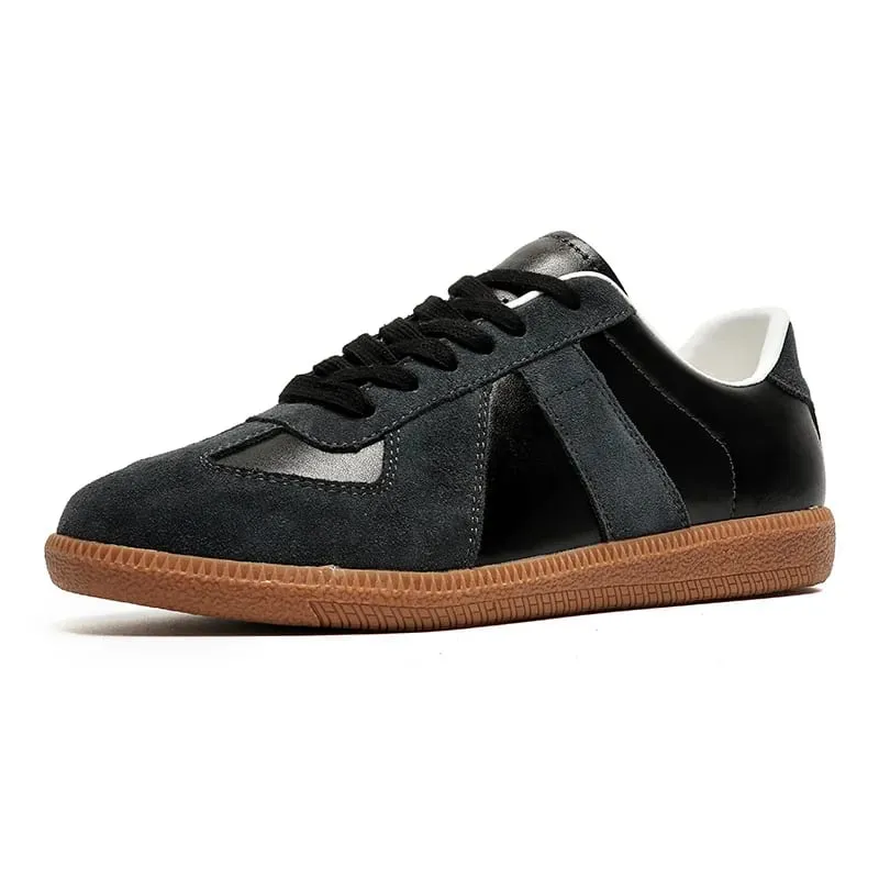 Men Retro Suede Leather Casual Sneakers Lace Up Flat Skate Shoes Comfortable Non Slip Sports Shoes for Men