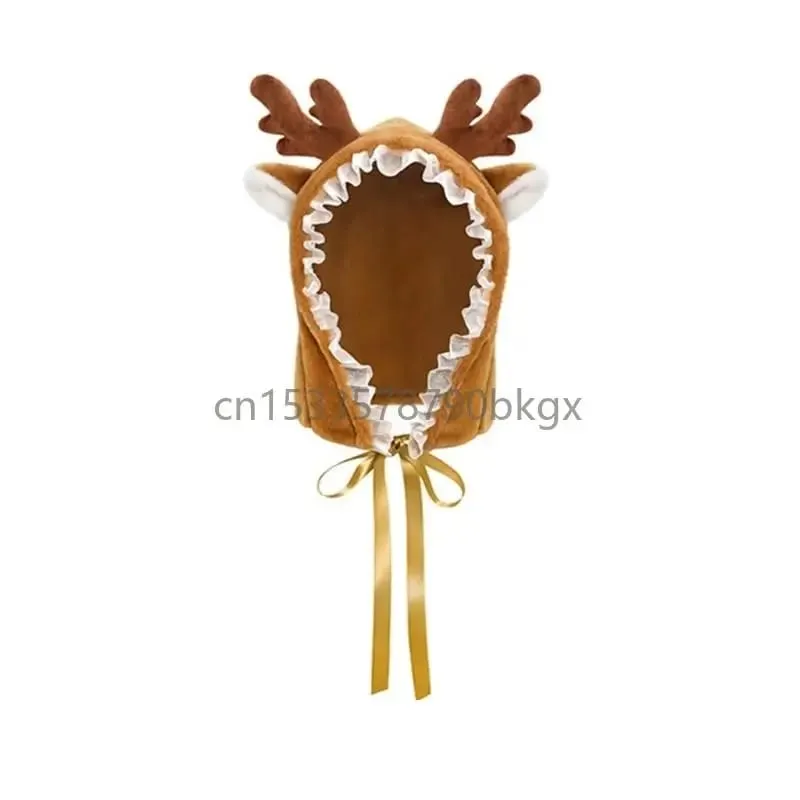 4Pcs Anime Lingerie Deer Cosplay Lingerie Costume Set Fuzzy Bra and Panty with Antler Cap Wirstband Naughty J78E