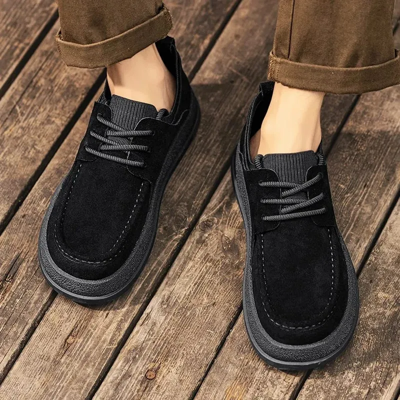 Autumn Wide Toe Spring New Men's Cowhide Fashion Versatile Single Short Boots Soft Leather Men's Boots Zapatillas De Deporte