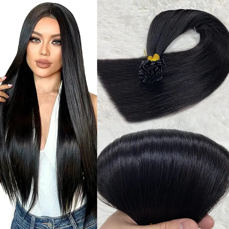 Flat Tip Human Hair Extension Remy Hair 1g/s 18-28 inch Real Remy Silky Straight Black Brown Pre Bonded Keratin Fusion Hair — image 11