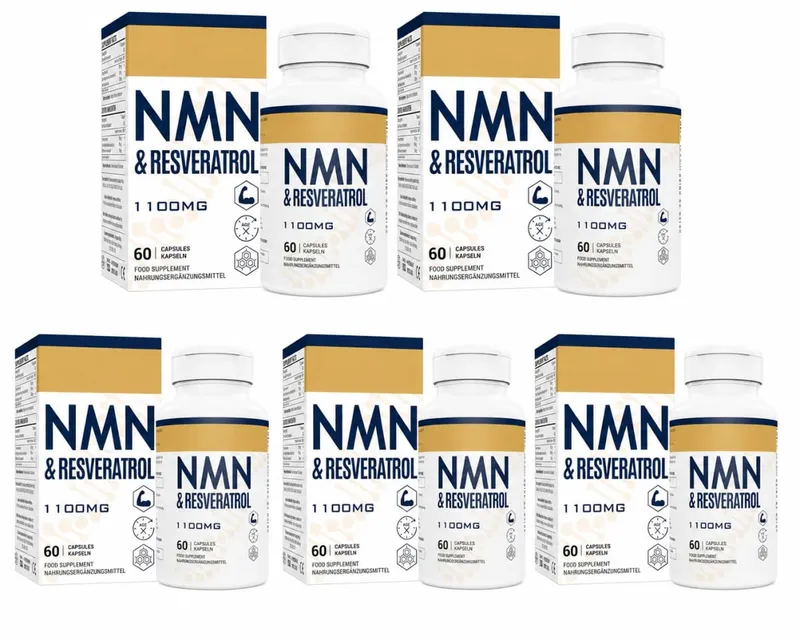 NMN+Resveratrol 60 Capsules Powerful Antioxidant Supplement for Heart Health & Anti-Aging Enhanced with Black Pepper Extract