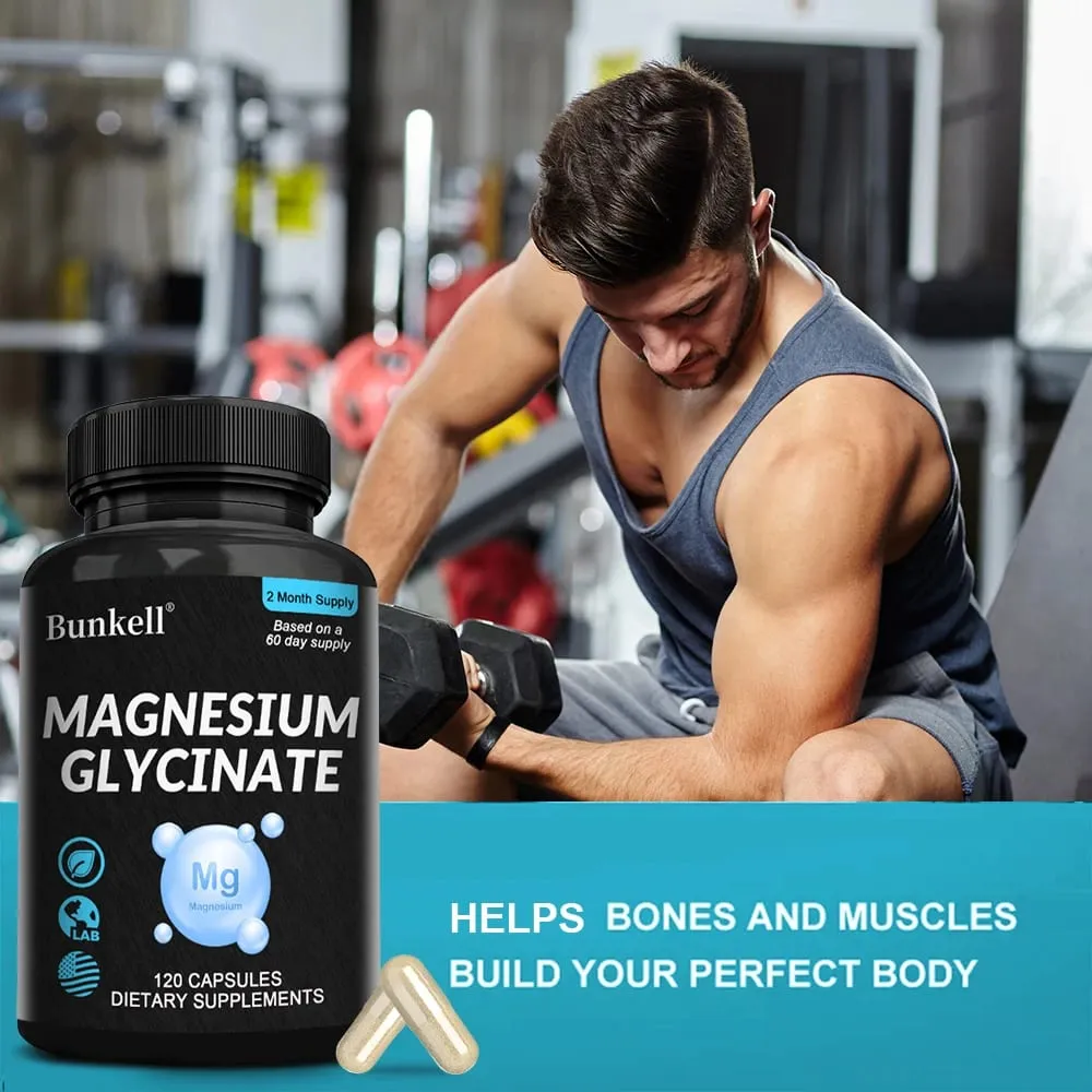 Magnesium Glycinate - Supports Nerve Muscle Bone and Heart Health Helps with Stress Sleep Quality Support Muscles Recovery