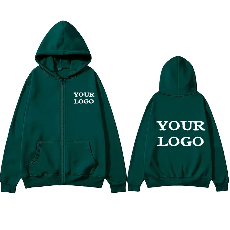 Custom Printed Hoodies Men and Women Zipper Hooded Sweatshirts Loose Casual Clothing Hooded Cardigans Men's Street Hoodies