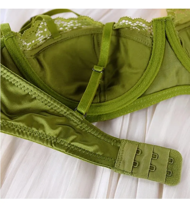 Sujetador de media copa con adorno de encaje para mujer, conjunto de lencería blanca cómoda y fina, Bralette de talla grande, ropa interior Sexy, 1/2 taza