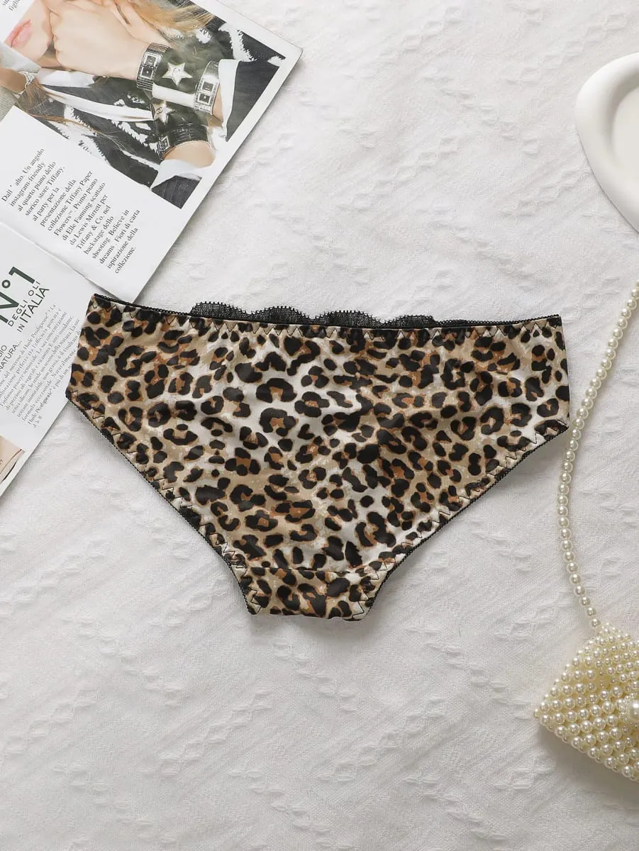 Dame leopardprint blondebralette Sexet med stålring Lingeri Komfortabelt løfteundertøj Trekantundertøjssæt B2076