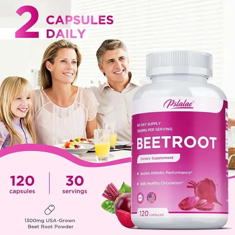 Beet Root Capsules - Promotes Heart Health Boosts Natural Energy Improves Endurance and Maintains Normal Blood Pressure