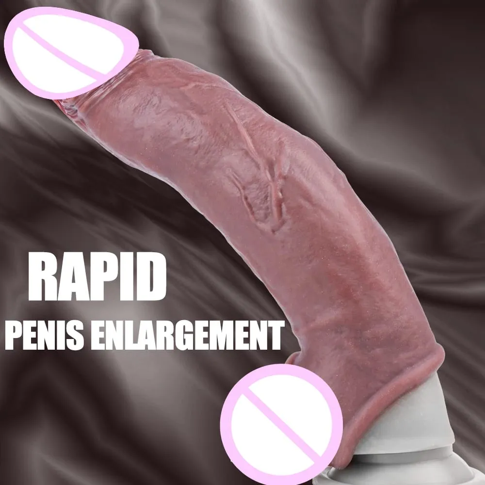 Sleeve for Erection Penis Training Sexy Adult Man Silicone Penis Sleeve Cock Ring Extender Male Sex Toy Dildo Cock