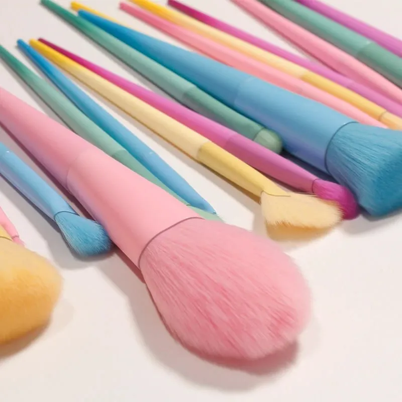 17 PCS Makeup Brushes Set Foundation Blending Face Powder Blush Concealers Eyeshadow Rainbow Makeup Brush Kit