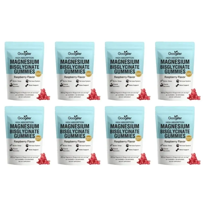 Magnesium Bisglycinate Gummies 400mg High Absorption for Sleep Muscle Recovery & Bone Support with D3 & Zinc Raspberry 60 Ct