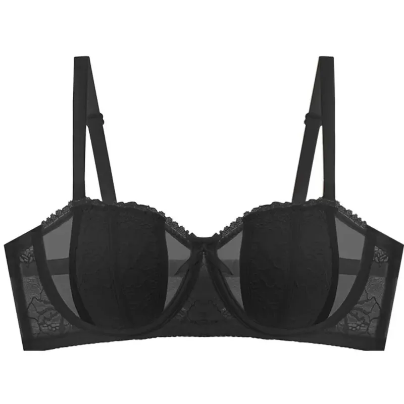 Big Bust Minimizer Bra Set 32‑38 AB Thin Lace Soft Underwire Anti‑Sagging Strapless Optional Sexy Ladies Brassiere Lingerie Kit