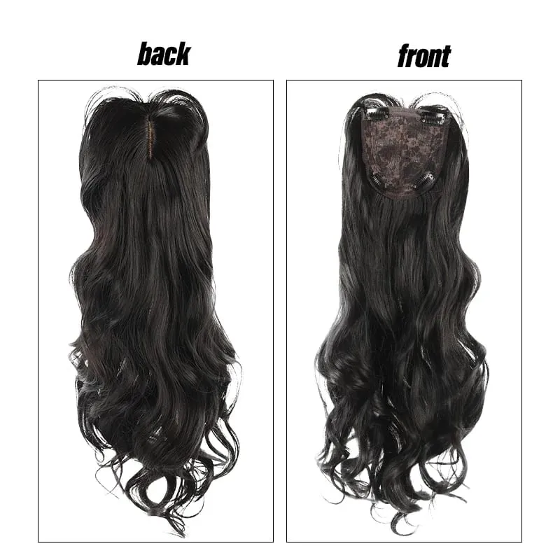 Voluminous Curly Synthetic Fiber Wig Topper – No Cap Needed BB Clips Secure Add Length & Body for Commute or Events
