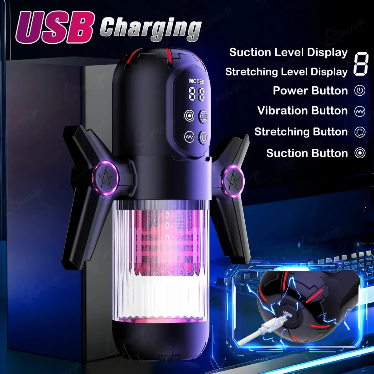 Automatic Male Masturbator 9 Vibration 6 Sucking Rotating Licking Telescopic Modes Pocket Pussy Stroker Blowjob Sex Toys