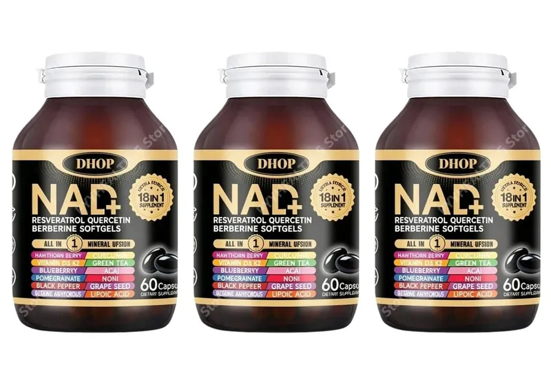 NAD+ Softgels med Resveratrol Quercetin Berberine Softgels 18-i-1 tillägg för övergripande hälsostöd 60 kapslar
