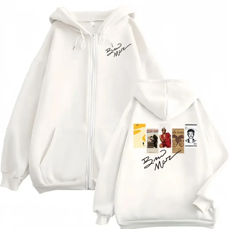 Bruno Mars Album 2026 Cover Zip Up Hoodies Men Women Fashion Hip Hop Gothic Jacket Sweatshirts Fleece Casual Zipper Hoodie Coats