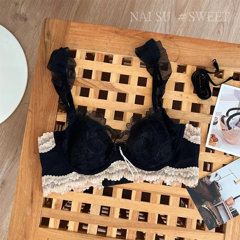 Everyday Japanese Minimizer Bra Large Bust Rabbit Ear Cup Anti Sagging Breathable Lace Support Ultra Thin Comfort MOYISU Sexy AB