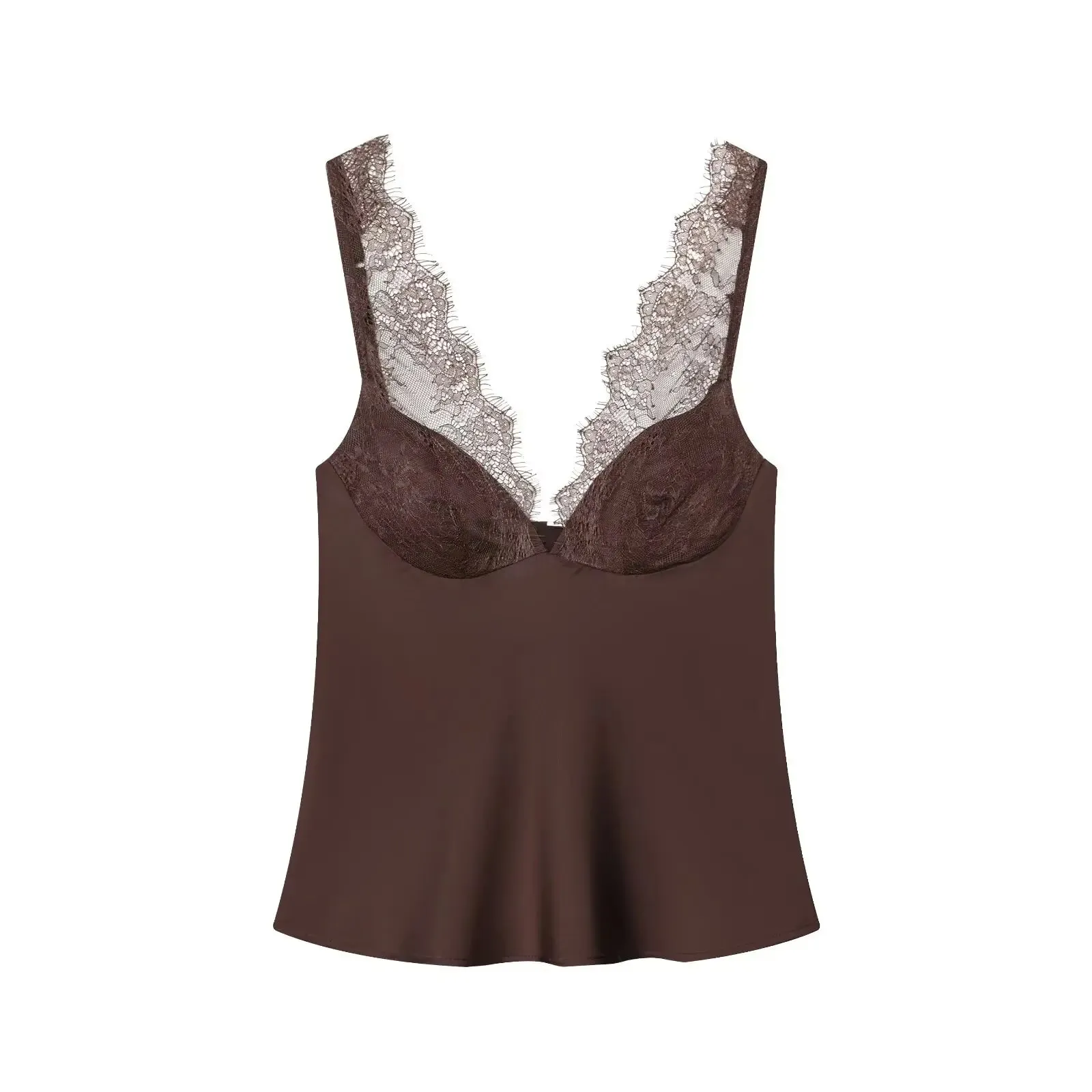 HH Elegant Women Lace Splice Sexy Satin Sling Tops 2026 Spring Summer Fashion Female V-Neck Backless Slimming Underwear Vest — image 10
