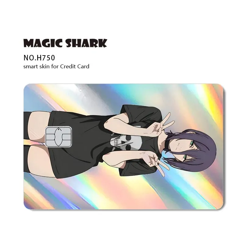 Magic Shark Reze Pretty Girl Holographic Shinny Laser Skin Credit Debit Bank Film Skin Cover Sticker