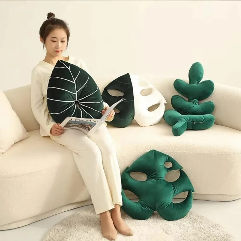 New Cartoon Creative Leaf Plush Toys Back Cushion Doll Green Plant Leaf Adult Pillow Cushion Home Indoor Decor Seat Pad