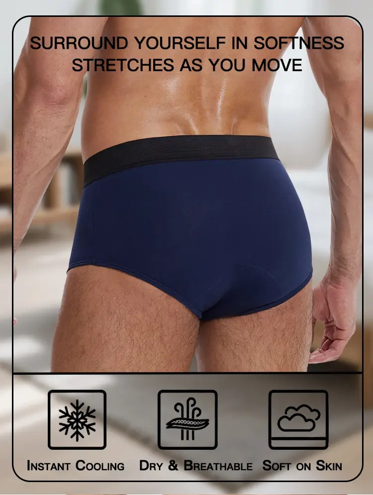 Men's Cotton Incontinence Underwear Physiological Boxer Briefs Four-Layer High Absorption and Leak-Proof Boxer Briefs for Mens