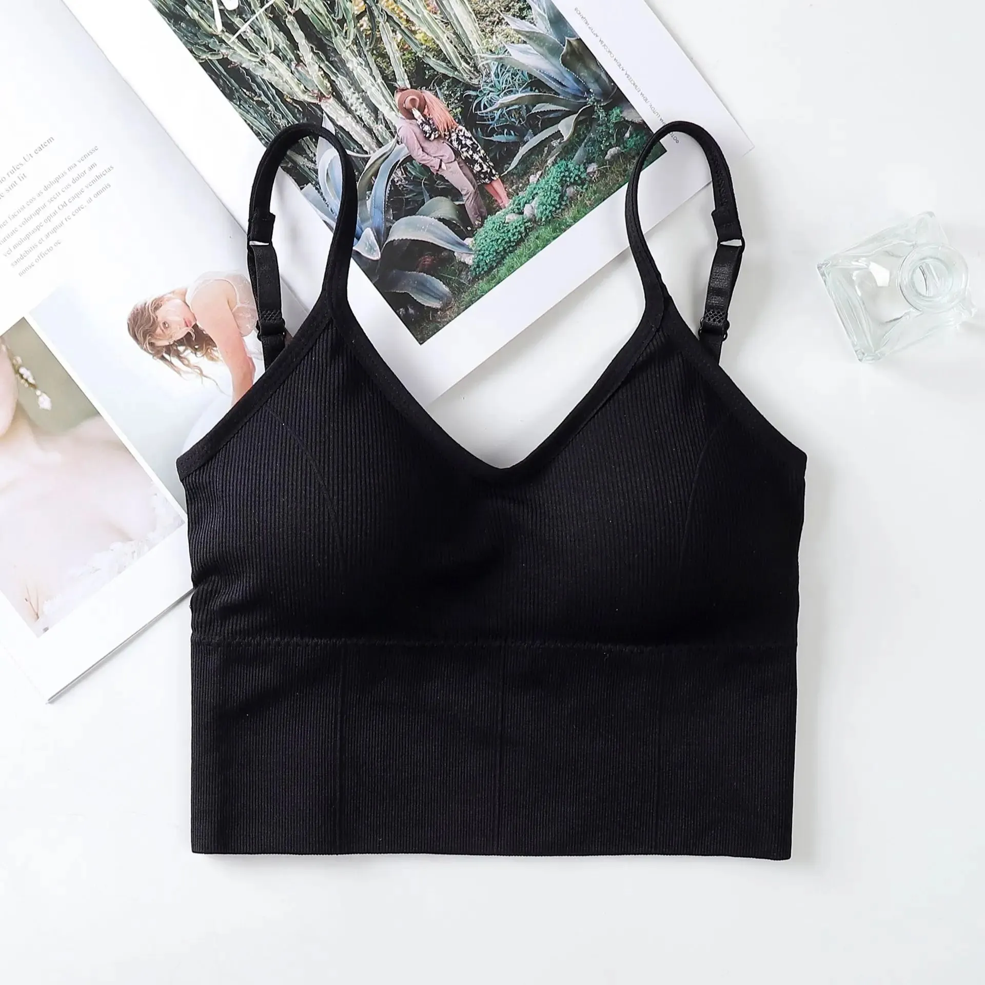 Pambabaeng Tank Crop Top Seamless Underwear Vintage Crop Top Pambabae Tanks Vest Camis Padded U Back Babae Sexy Sport Lingerie Kamisol