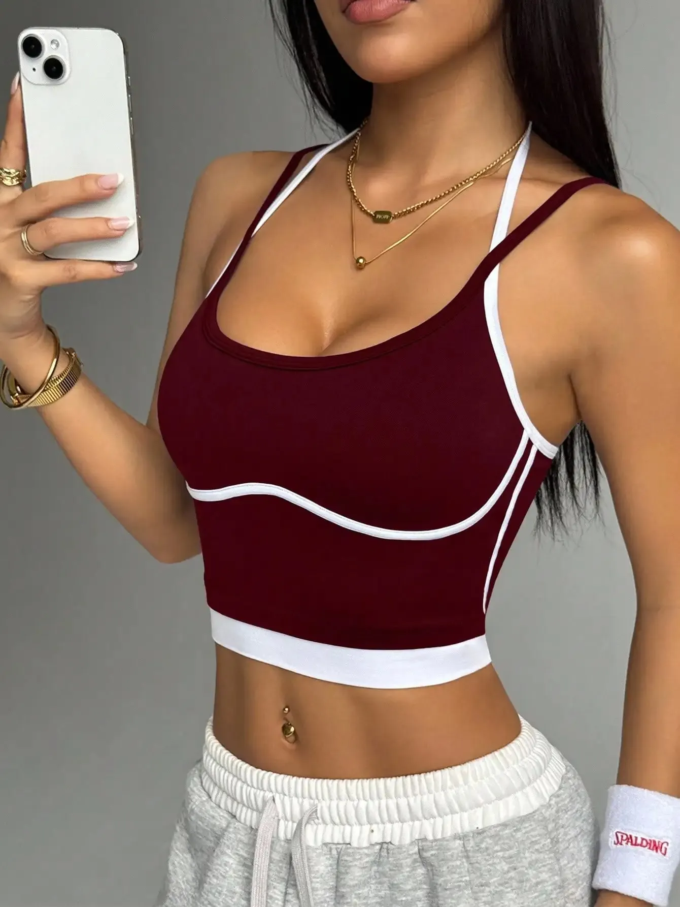 Color blocking non steel ring beautiful back sports vest for women's outdoor wear fitness running shock-absorbing gathering s