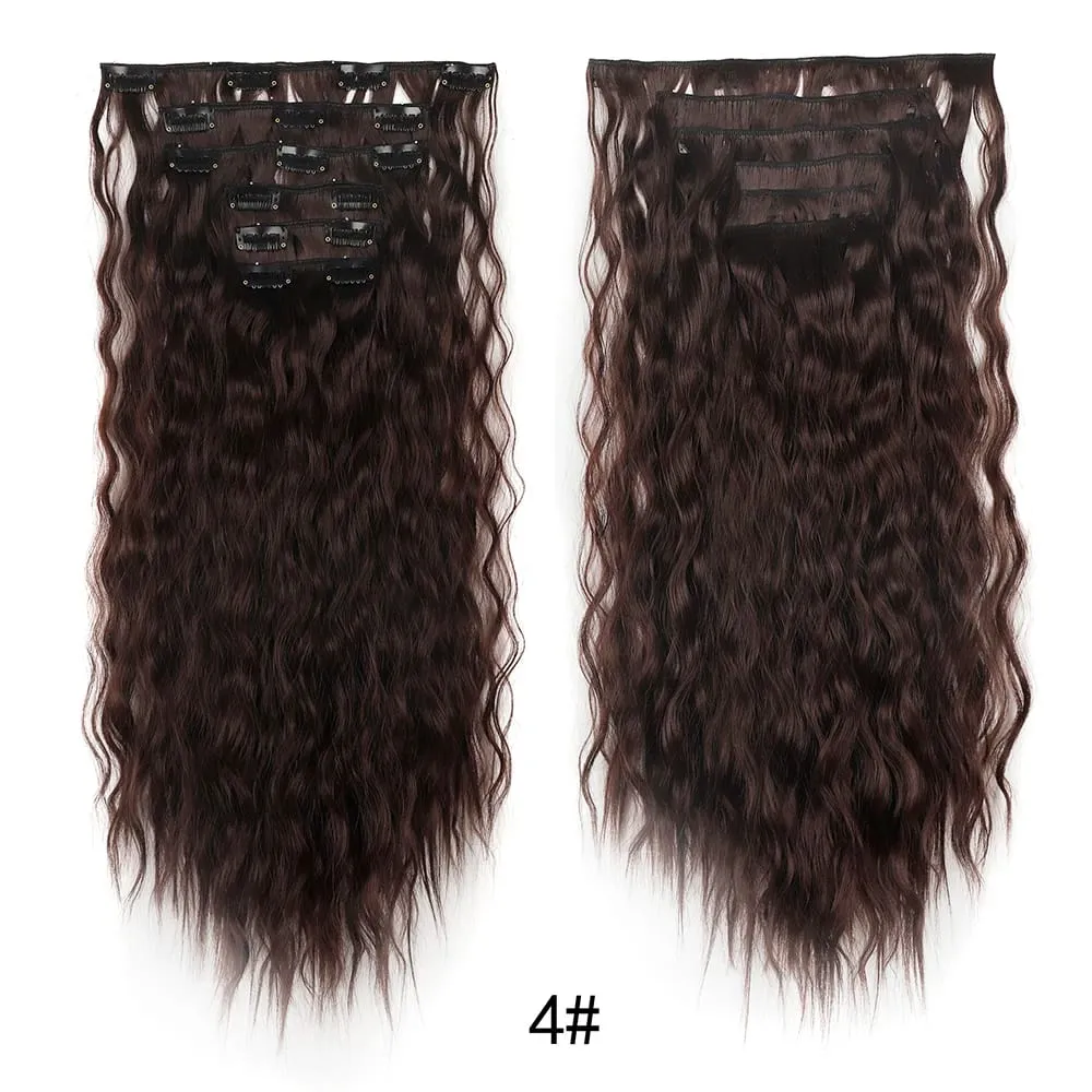 Corn Hair Extensions 6Pcs 20 Inch Clip In Hair Extensions Curly Clip Ins Hair Extension Invisible Natural Hairpieces For Women