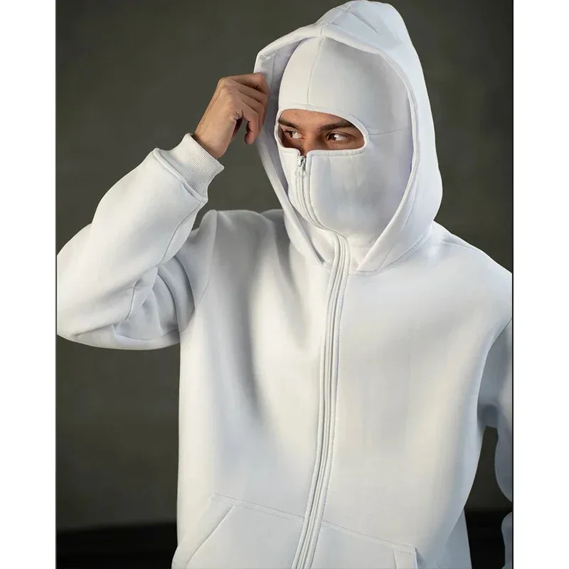 2025 Herfst Mannen Bivakmuts Y2K Gothic Harajuku Winter Nieuw Item Dubbele Capuchon Mannen Capuchon Masker Rits Sportkleding Vrouwen