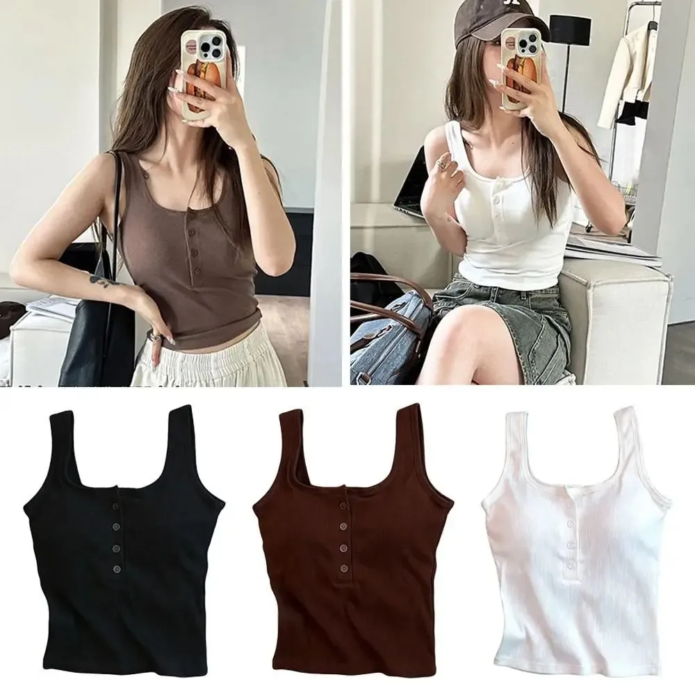 Casual U Neck Summer Tank Tops Sleeveless Underwear Cami Top Shirt Camisoles Loose Vest Corset for Women
