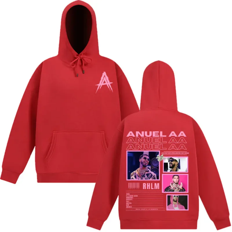 Rapper Anuel AA Album 2025 Graphic Hooded Sweatshirts Men Women Hip Hop Gothic Autumn Winter Pullover Casual Classic Sportswear