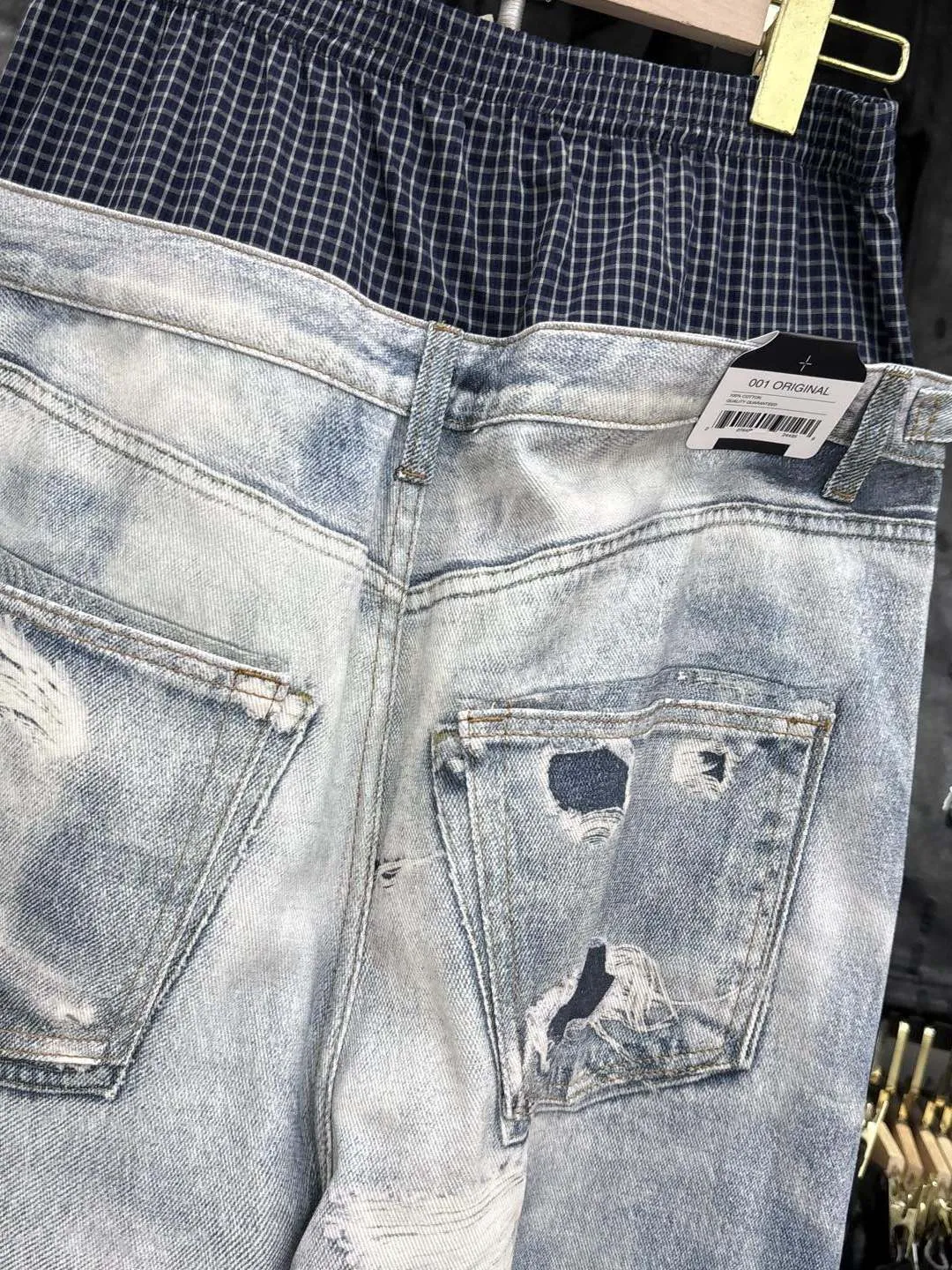 Fake Two-Piece Jean Double Waist 3D Printed Jeans ZJ164