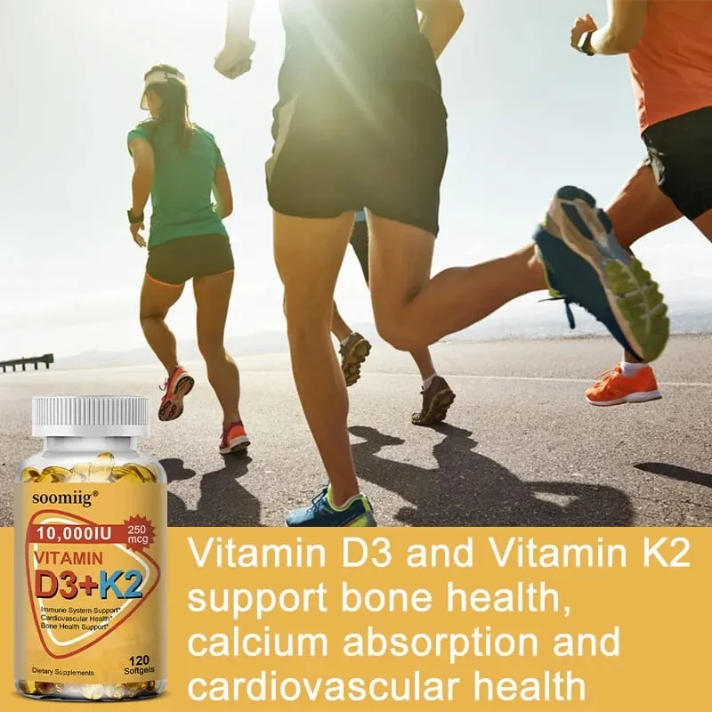 Vitamin D3 K2 Softgel Capsule Supplement Support Joint Bone and Immune Health Strong Bones & Healthy for Men Women