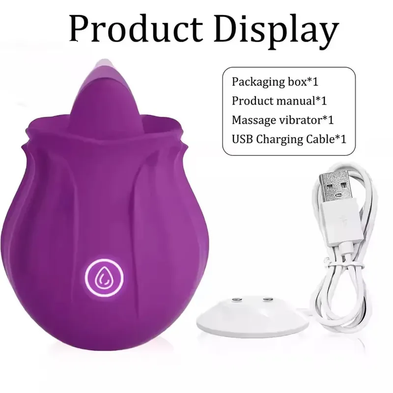 Rose Tongue Licking Vibrator G Spot Clitoris Nipple Stimulator Massager Masturbator Adult Sex Toys for Couples Adult