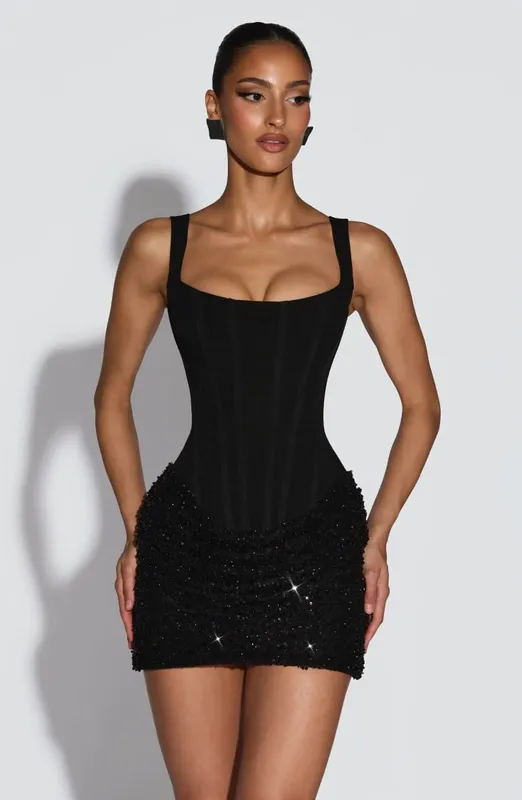 Sexy Women Slim Pleated Bodycon Dress Sequin Backless Spaghetti Strap Mini Summer Dresses 2026 Lady Evening Nightclub Party Gown