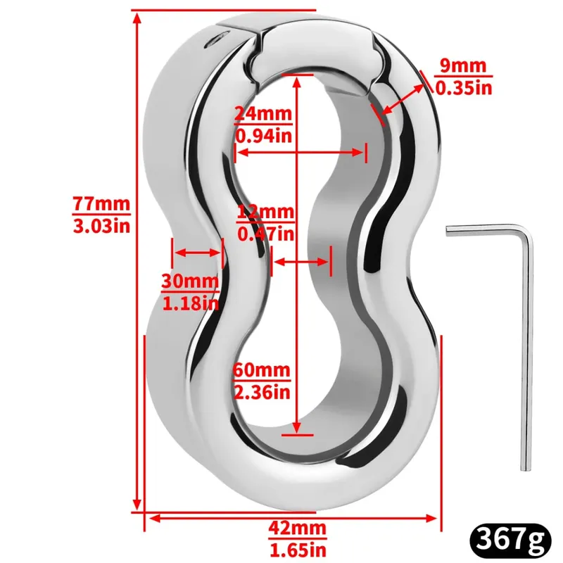 Stainless Steel Weighted Scrotal Ball Ring Metal Penis Lock Ring Scrotum Stretcher Male BDSM Bondage Sex Toy