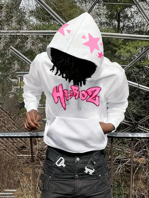 2026 Autumn/Winter Men's Hooded Sweatshirt with Letter Print Pattern - Comfortable Soft Casual Retro Streetwear for Men
