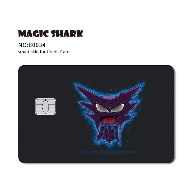 Maigc Shark Cute Pokémons Mewtwo Eevee Pikachu Gengar Adesivo Capa de filme para cartão de crédito de débito sem desbotamento