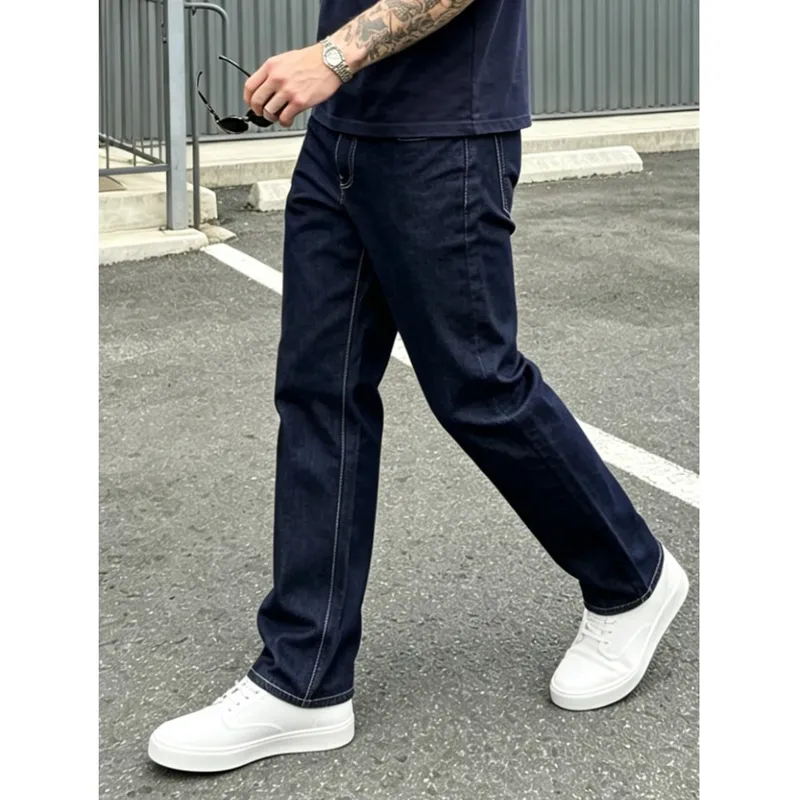Classic Men Jeans Pure Color Stretch Skinny Man Pants Comfort Denim Straight Fit Minimalist Street High Quality