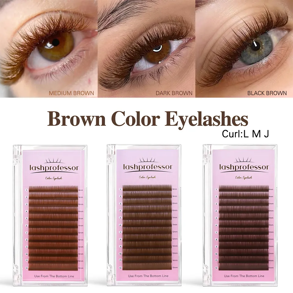 New Style Dark Brown Light Brown Individual Eyelashes 0.05 0.07 C D J L M Curl Color Soft Natural False Eyelashes Makeup Cilios