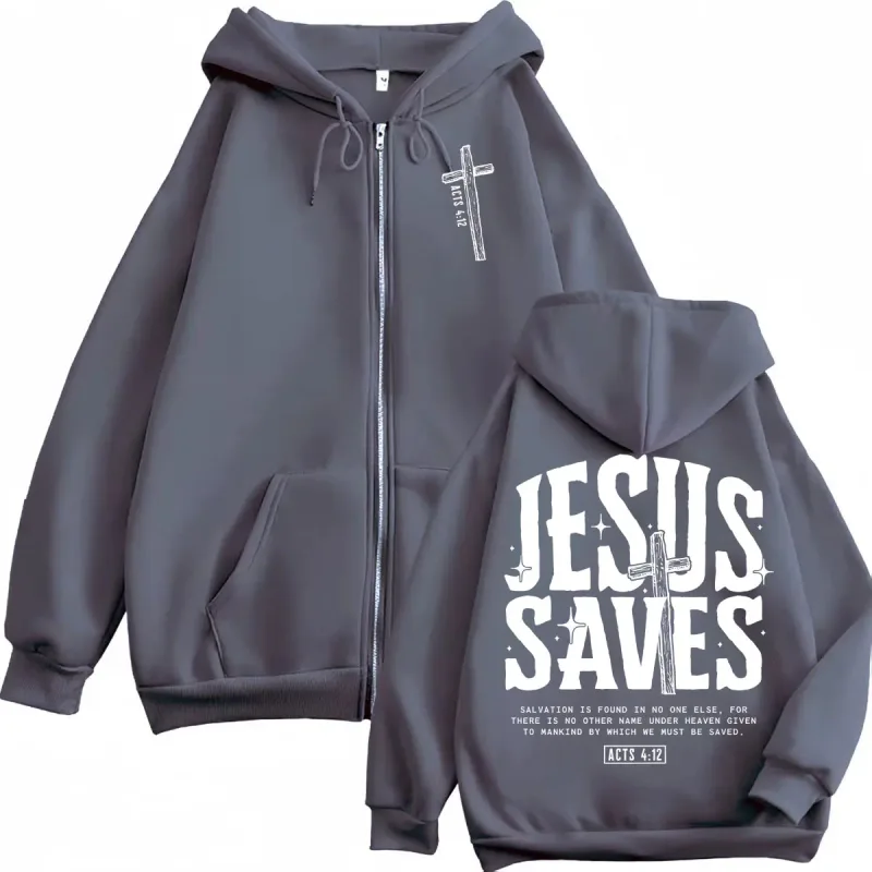 Jesus Christian Bible Verse Zipper Hoodie Men Women Clothing Fashion Aesthetic Zip Up Pullovers High Quality Fleece Sweatshirts